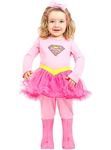 Funidelia | Disfraz de Supergirl Oficial para bebé Talla 12-24 Meses ▶ Kara Zor-El, Superhéroes, DC Comics - Color: Rosa - Licencia: 100% Oficial - Divertidos Disfraces y complementos