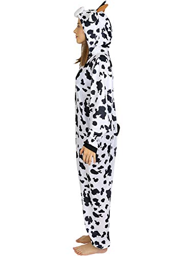 Funidelia | Disfraz de Vaca Onesie para Hombre y Mujer Talla M ▶ Animales, Granja - Color: Blanco - Divertidos Disfraces y complementos para Carnaval y Halloween