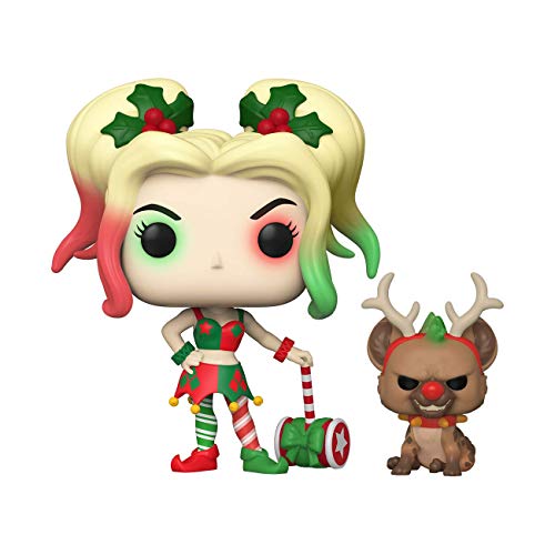 Funko- Pop &Buddy Holiday DC Comics Super Heroes Harley Quinn w/Helper Figura Coleccionable, Multicolor (50656)