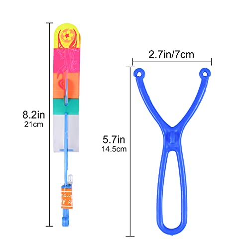 Funmo Helicóptero Vuelo Juguete, Lanzador de Cohetes , LED Elastic Powered Sling Shot Heli,Helicóptero Noche Volando Juguete, Niños y Adultos, para Actividades y Juegos al Aire Libre (15)