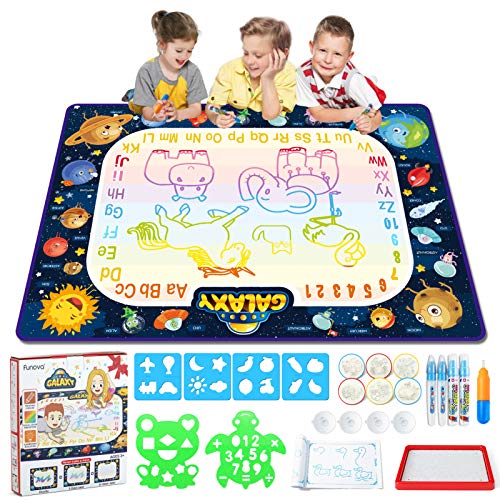 FUNOVA Agua Dibujo Pintura Pizarra Mágica - 120*90 cm Alfombra Mágica de Agua Doodle Estera de Agua Doodle Juguete Educativo Regalo Ideal de Cumpleaños Juego para Niños Niñas de 3 4 5 6 7 Años