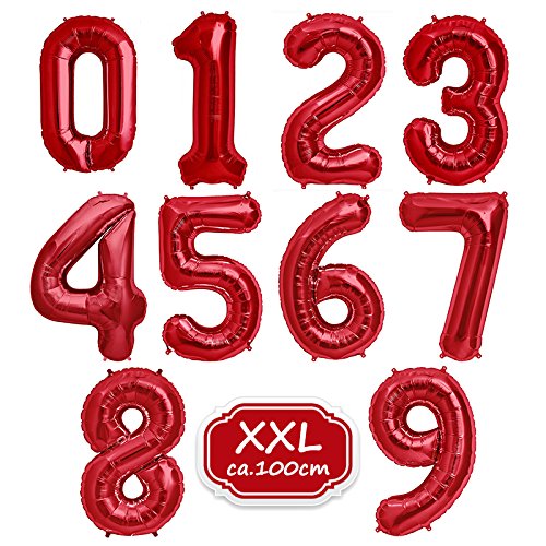 FUNXGO Globo Numero 4 rojo - Globo gigante - Globos de Cumpleãnos 4 - rojo globo 4 años cumpleaños - Decoracion 4 Cumpleaños - Adecuado para cumpleaños, fiestas sorpresas, fiestas