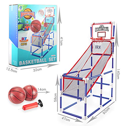 FXQIN Juego de Canastas Plegable Máquina de Baloncesto Juguete Contador con Soporete Red Cesta de Baloncesto 2 Baloncestos y Bomba de Aire, Canasta Baloncesto Infantil