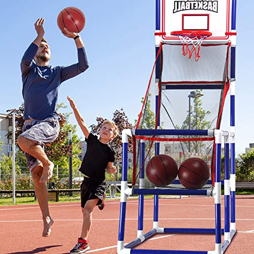 FXQIN Juego de Canastas Plegable Máquina de Baloncesto Juguete Contador con Soporete Red Cesta de Baloncesto 2 Baloncestos y Bomba de Aire, Canasta Baloncesto Infantil