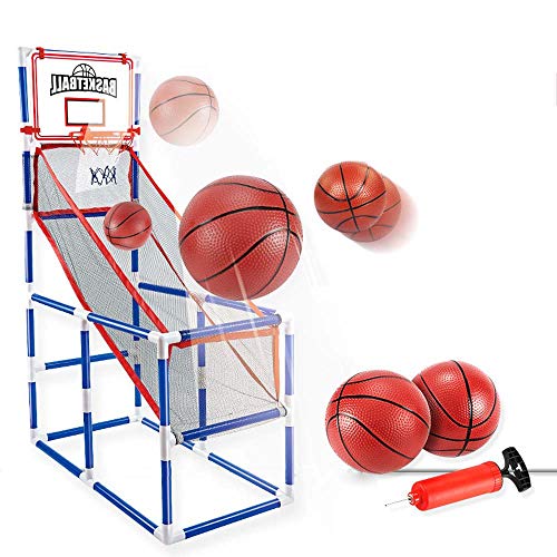 FXQIN Juego de Canastas Plegable Máquina de Baloncesto Juguete Contador con Soporete Red Cesta de Baloncesto 2 Baloncestos y Bomba de Aire, Canasta Baloncesto Infantil