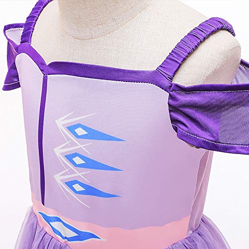 FYMNSI Disfraz de princesa Elsa Anna para niña, 2 vestidos, con accesorios, para carnaval, Halloween, cosplay, para 4-14 años morado 7-8 Años