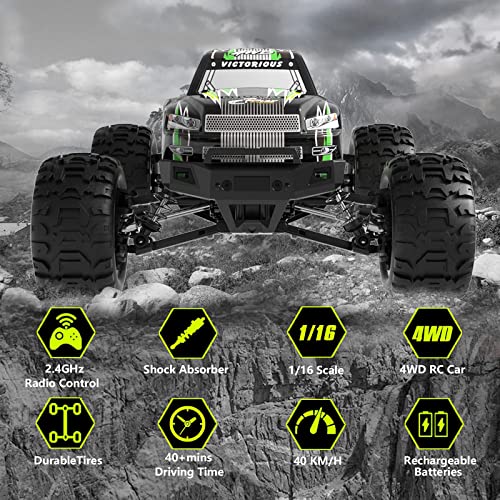 FZXL Coche teledirigido 4WD 1:16 RC Monster Truck, 2.4 GHz Off Road 40 km/h RTR todo terreno de alta velocidad Offroad Bigfoot Truck