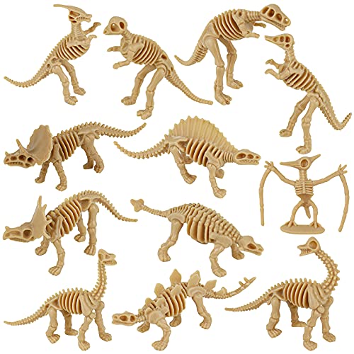 G-LTECK Dinosaurio fósilen, dinosaurios, figuras esqueleto, dinosaurio, esqueleto, modelo DIY 12 paquetes de dinosaurios set de juego para niños pequeños