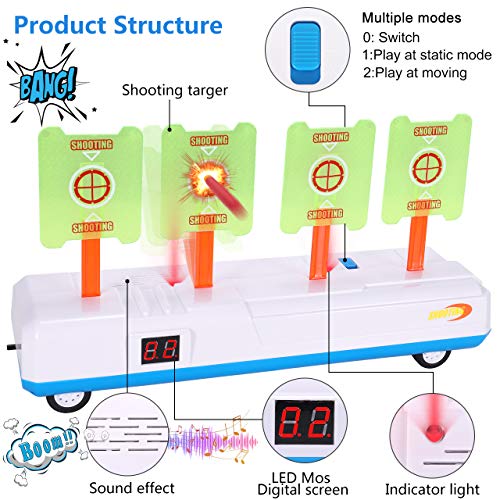 Gafild Móvil Objetivo Digital electrónico para Nerf con 20 Balas y 1 Pulseras Objetivo Digital Electrónico para Pistolas Nerf con Restablecimiento Automático para Nerf N-Strike Elite/Mega/Rival Series