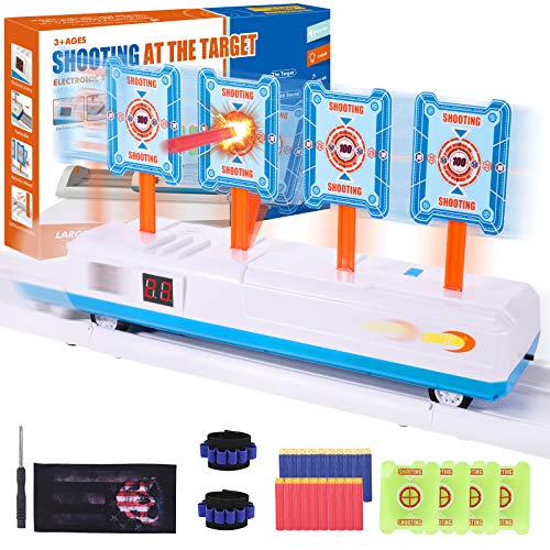 Gafild Móvil Objetivo Digital electrónico para Nerf con 20 Balas y 1 Pulseras Objetivo Digital Electrónico para Pistolas Nerf con Restablecimiento Automático para Nerf N-Strike Elite/Mega/Rival Series