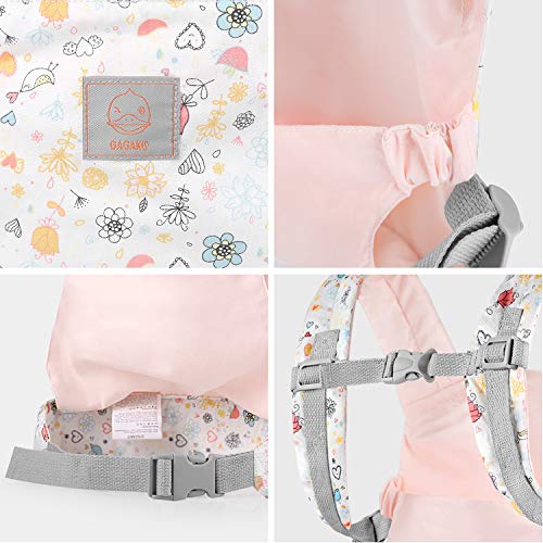 GAGAKU Muñeca Transporte Doll Carrier Delantera y Trasera de Bebé de Algodón para Niños de hasta 18 Meses - Jardín de Rosas