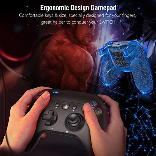 Gameeco Controlador inalámbrico para Nintendo Switch, Controlador inalámbrico Pro para Nintendo Switch Gamepad con Turbo ajustable Dual Shock Gyro Axi (negro)