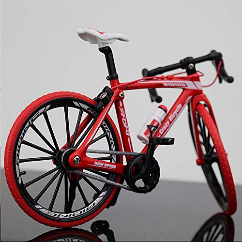 Ganquer Coleccion Decoración Diecast Juguetes Mini Bend Bicicleta Modelo Carreras Bici Montaña Bicicleta - Rojo, Free Size