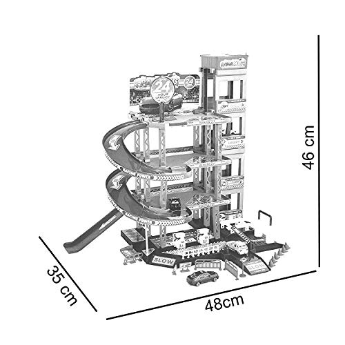 Garaje de Aparcamiento Kit Juego con Colchoneta, Coches y Muchos Accesorios i Infantil para Parking Garage Incl. 6 Juguete Playset Gasolinera, Ascensor, Lavado Taller