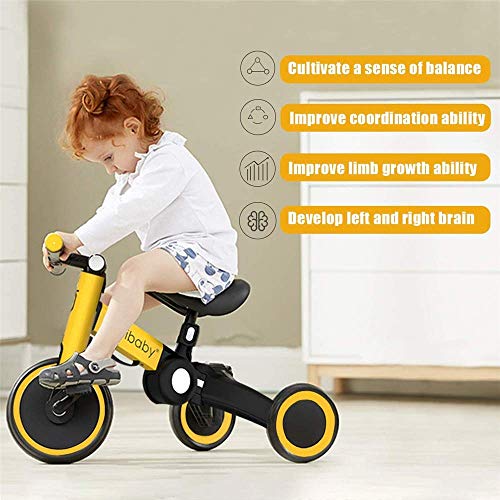 GCXLFJ Triciclo Bebe For niños de Trike de Pedales for niños Coches Triciclo de 3-6 años de Edad Pedal Niño Niña niño Antideslizante Scooters Sillas de Paseo Ajustable cómodo (Color : Yellow)