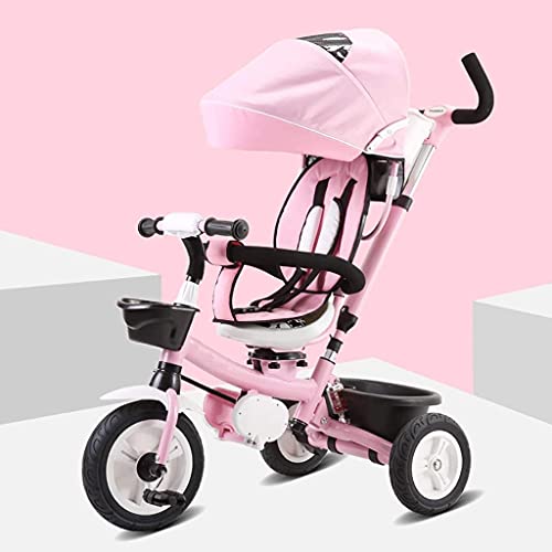 GCXLFJ Triciclo Bebe Triciclo Triciclo, Triciclo con Push- Pull de Doble Uso Toldo Multiusos Infantil, bebé al Aire Libre Triciclo, 2 Colores (Color:Azul) (Color : Pink)