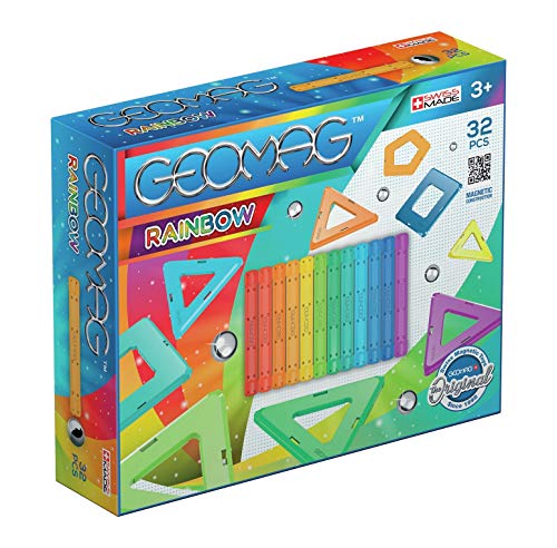 Geomag Rainbow Juguetes de imán de neodimio, 32 Piezas (GM370), Multicolor