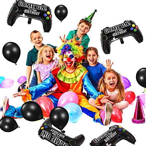 Globo de Fiesta Videojuego, Globo Game on 23,6 x 15,7 Pulgadas Globo de Papel Aluminio de Controlador Videojuego para Fiesta de Cumpleaños y de Juego (14 Piezas, 4 Globos de Aluminio y 10 de Látex)