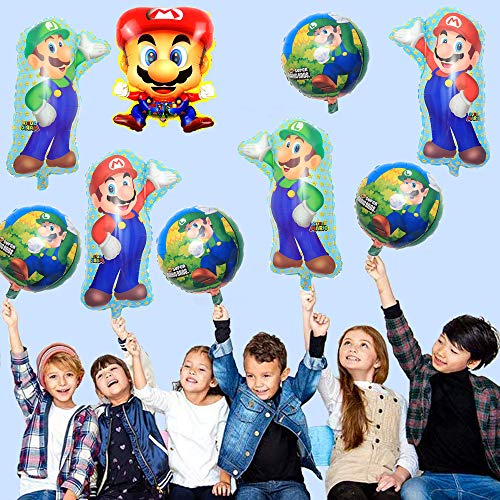 Globo de Foil Super Mario Decoraciones de Cumpleaños de Super Mario Aluminio Globo Suministros de Fiesta Mario Globo Decoración Supplie 12PCS