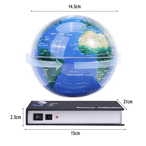 Globo magnético de la levitación, bola flotante de 6 '' que gira la bola antigravedad LED iluminó la tierra del mapa del mundo para la decoración del hogar de la oficina de escritorio (6' 'azul)