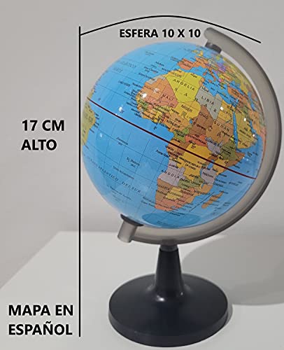 Globo Terráqueo 17 cm Español | Bola Del Mundo | Educación Infantil Decoración De Escritorio Regalos Curiosos