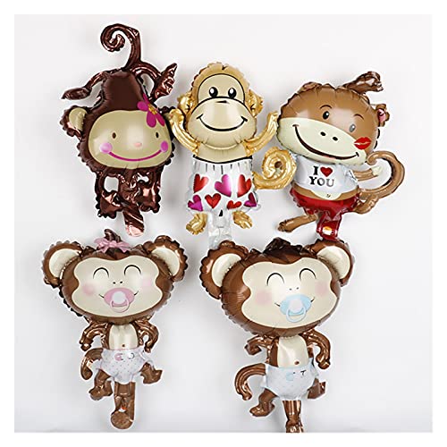 Globos 1pc 29x44cm Jungle Animal Lion Lion Monkey Fox Horse Air Helium Balloon Niños Safari Cumpleaños Fiesta Decoración Zoo Theme Suministros (Color : Monkey 2)