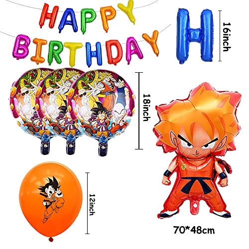 Globos de Cumpleaños Decoraciones de Dragon Ball Globos de Goku Globos de Papel de Aluminio Super Saiyan Banner de Feliz Cumpleaños para Decoraciones de fiesta Temáticas de Animados