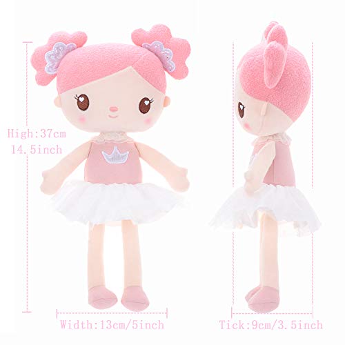 Gloveleya Baby Girl Regalos Muñecas - Dolly Plush - Rag Doll Candy Girl Juguetes de Color Rosa Suave para niñas 14.5 "(36.5cm) - Rosa