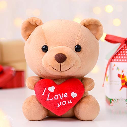 Gloveleya Oso Peluche Sosteniendo Corazón Te Amo Juguetes Rellenos Amante Regalos Marrón 6"