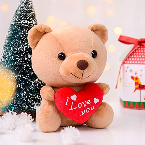 Gloveleya Oso Peluche Sosteniendo Corazón Te Amo Juguetes Rellenos Amante Regalos Marrón 6"