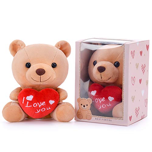 Gloveleya Oso Peluche Sosteniendo Corazón Te Amo Juguetes Rellenos Amante Regalos Marrón 6"