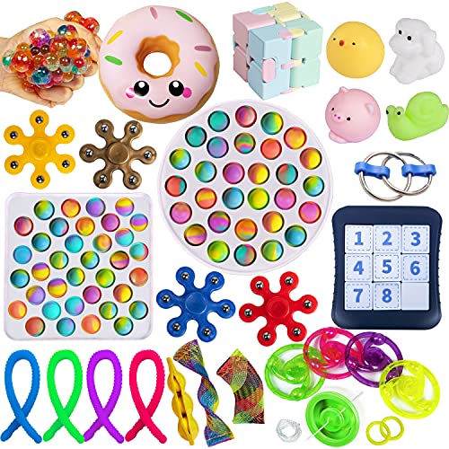 Gmajtars Fidget Sensory Toys Pack Set de Juguetes Sensoriales Antiestrés Anti Estres Stress Ansiedad Relief Push Pop Bubble Figwt Figet Toy Box para Niños Regalo Fiesta Navidad Cumpleaños