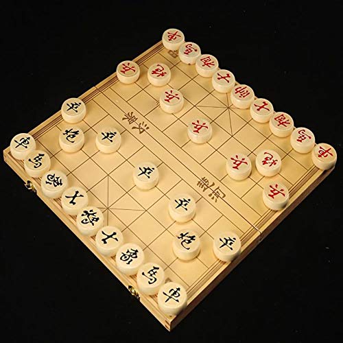 Gobus Juego de ajedrez Chino de Madera en una Caja Plegable Juegos de Viaje Juegos de Mesa Xiangqi (# 45: Caja de 39x21,6x4 cm con ajedrez de 4,3 cm de diámetro)