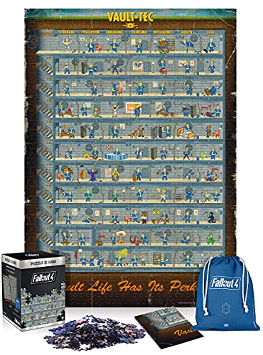 Good Loot Fallout 4 Perk Póster - Puzzle 1000 Piezas 68cm x 48cm | Incluye póster y Bolsa | Videojuego | Puzzle para Adultos y Adolescentes