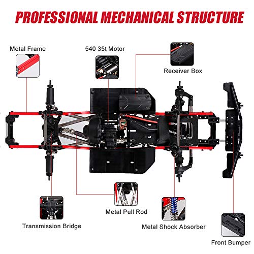 GoolRC A2X-313C RC Coche Chasis 275mm / 10,8 Pulgadas Distancia Entre Ejes Chasis Marco 540 35T Motor para 1/10 RC Crawler Car Axial SCX10 II RC Car