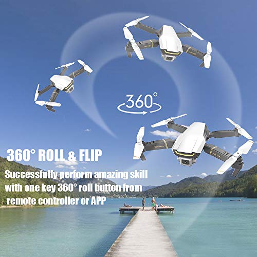 Goolsky Global Drone GW89 RC Drone Drone x procon Cámara 1080P WiFi FPV Foldable Controles Remotos Plegable RC Selfie Quadcopter para Niños Principiantes Entrenamiento (Blanco, 2 Batería)