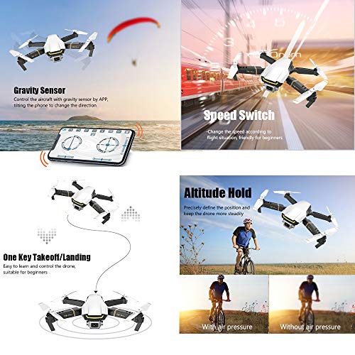 Goolsky Global Drone GW89 RC Drone Drone x procon Cámara 1080P WiFi FPV Foldable Controles Remotos Plegable RC Selfie Quadcopter para Niños Principiantes Entrenamiento (Blanco, 2 Batería)