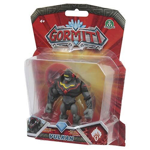 Gormiti - Figura articulada de 8 cm, VULKAN, con Jeton para la Pulsera de los Elementos, código para el Juego sobre la aplicación Gormiti (grati), Juguete para niños a Partir de 4 años, GRM091