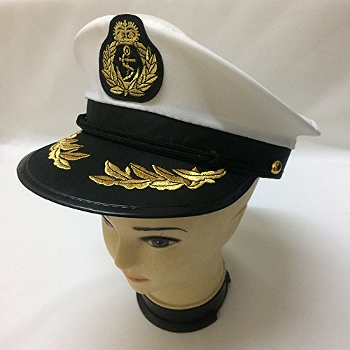 Gorra capitán hombres mujeres negro blanco - Disfraz para Adultos y Niños - Perfecto para Carnaval - Talla única (A)