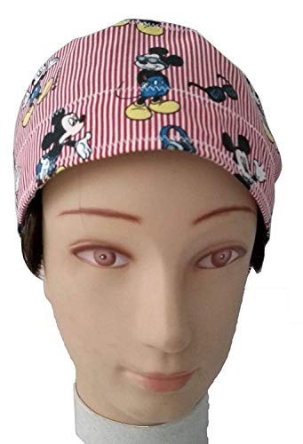 Gorro Quirófano Mujer MICKEY con Botones y Nombre Bordado en Opciones, Enfermera, Dentista, Veterinaria, con Toalla en la Frente y Tamaño Ajustable, BolsoHatillo TC