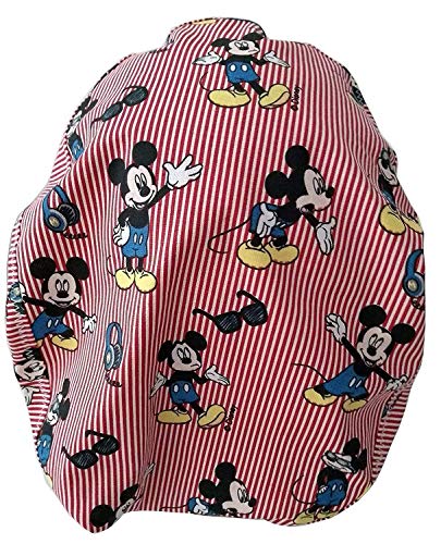 Gorro Quirófano Mujer MICKEY con Botones y Nombre Bordado en Opciones, Enfermera, Dentista, Veterinaria, con Toalla en la Frente y Tamaño Ajustable, BolsoHatillo TC