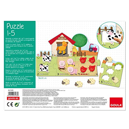 Goula - Puzzle 1-5 - Puzzle de cartón y madera a partir de 2 años