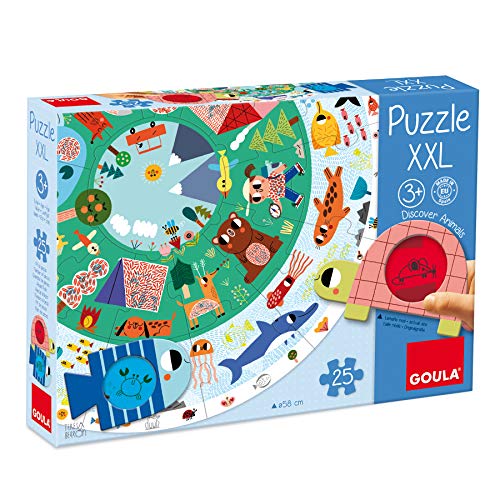 Goula- Puzzle XXL Discover Animals - Puzzle de carton de piezas grandes para niños a partir de 3 años