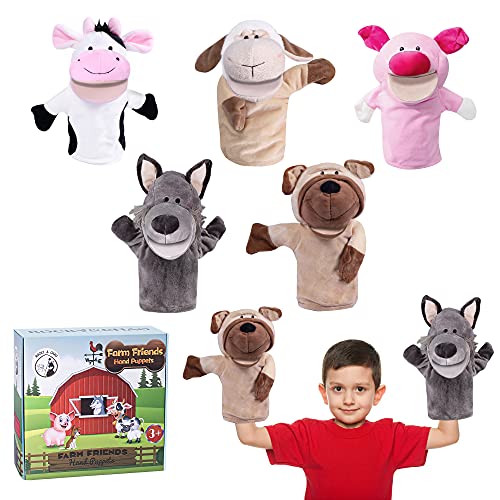 Granja de Marionetas de Mano de Animales con Felpa MóVil de Boca Abierta Juguetes de SimulacióN Contar Historias, EnseñAr, Preescolar, Juegos De Roles (5 Piezas)