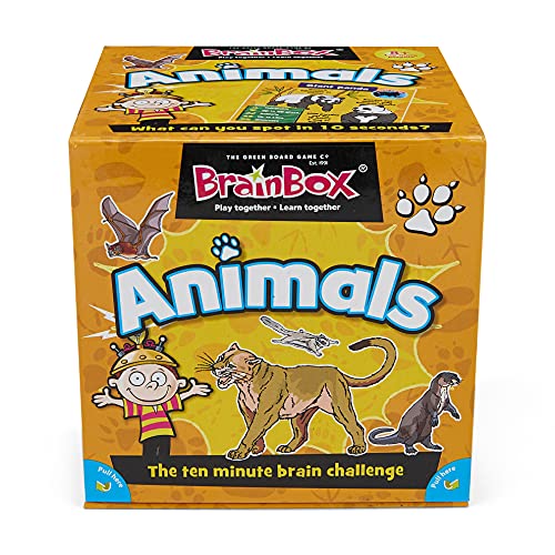 Green Board Games BrainBox Animals - Juego de Preguntas sobre Animales (en inglés)