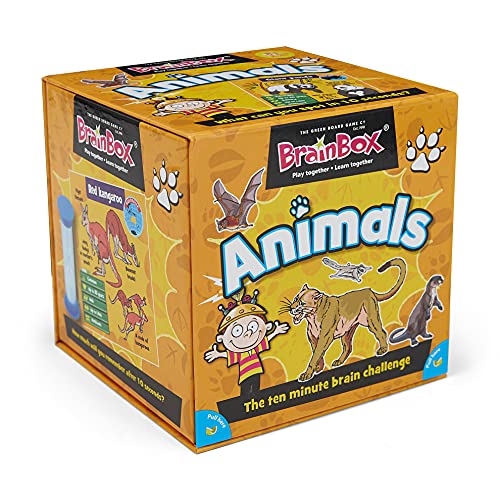 Green Board Games BrainBox Animals - Juego de Preguntas sobre Animales (en inglés)