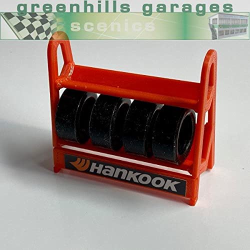 Greenhills Scalextric Carrera Tyre Rack with 4 x Tyres in Red 1.32 Scale - New - G2071