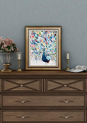 Gronda Pintura por números para adultos DIY Pavo real Pintura de pantalla abierta Conjunto azul animal Arte Decoración del hogar Sala de estar Dormitorio Niños con accesorios Pintura Lienzo 40x50cm