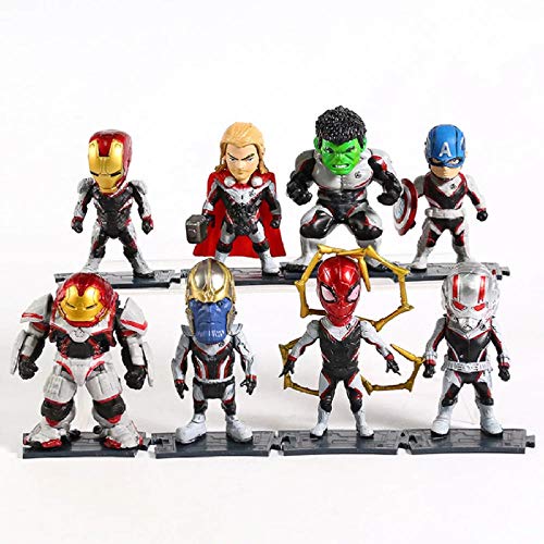 GSDGSD Avengers Endgame Team Suit Captian America Iron Man Hulk Thor Ant Man Spiderman Thanos Hulkbuster PVC Figuras Juguetes 8 unids/Set