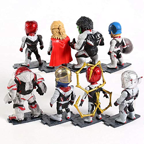 GSDGSD Avengers Endgame Team Suit Captian America Iron Man Hulk Thor Ant Man Spiderman Thanos Hulkbuster PVC Figuras Juguetes 8 unids/Set